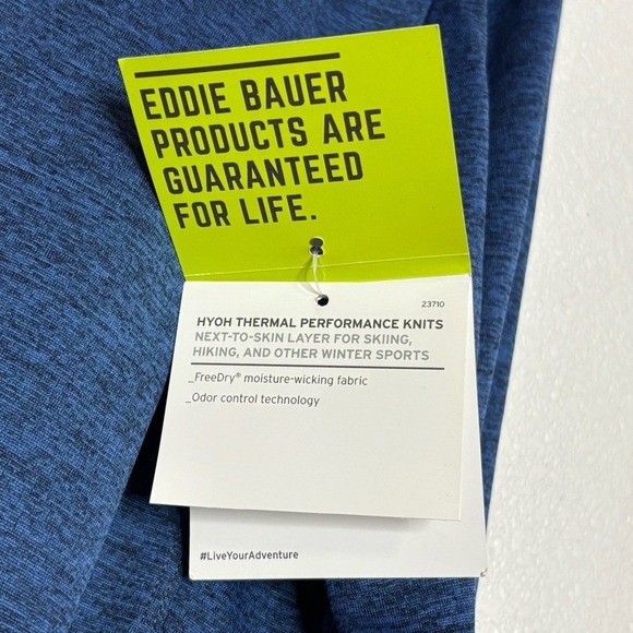 NEW Eddie Bauer Mens L Blue Freedry Thermal Performance Knit 1/4 Zip Pullover - Picture 5 of 9